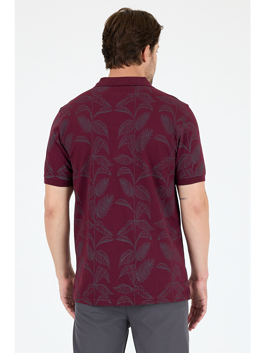 Mürdüm Erkek Polo Yaka Desenli Tişört – %95 Pamuk %5 Elastan – Şık, Esnek ve Rahat Kısa Kollu Tişört 0033-4