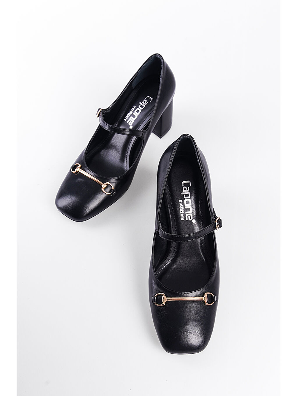 Gri Orta Topuklu Bantlı Tokalı Kadın Ayakkabı-3