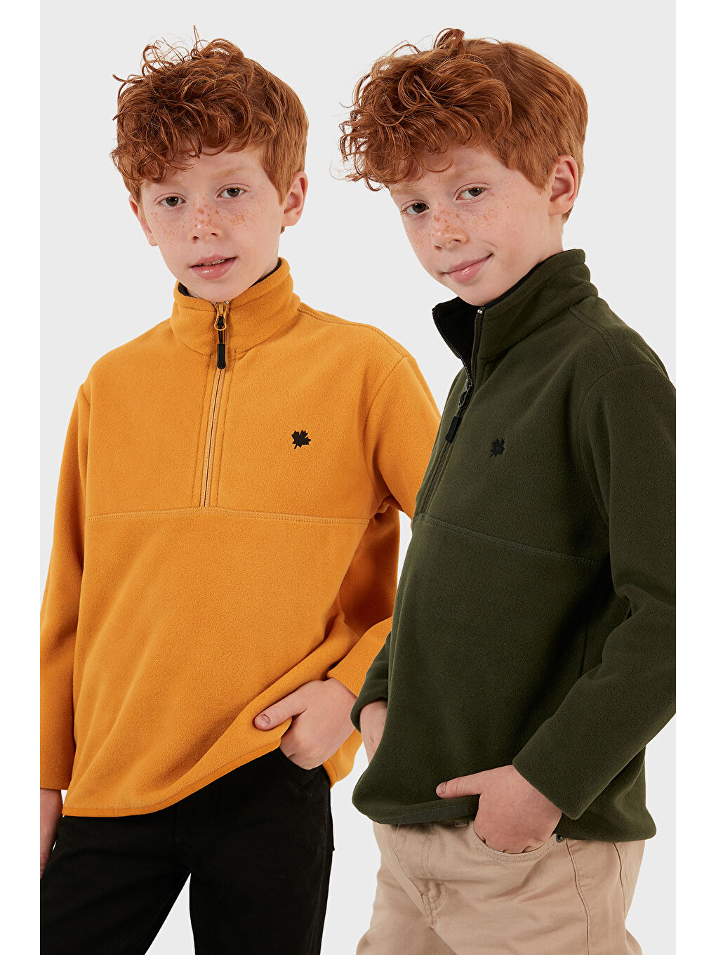 Ekru Yumuşak Dokulu Fermuarlı Dik Yaka Şardonlu 2'li Paket Polar 5905002S2