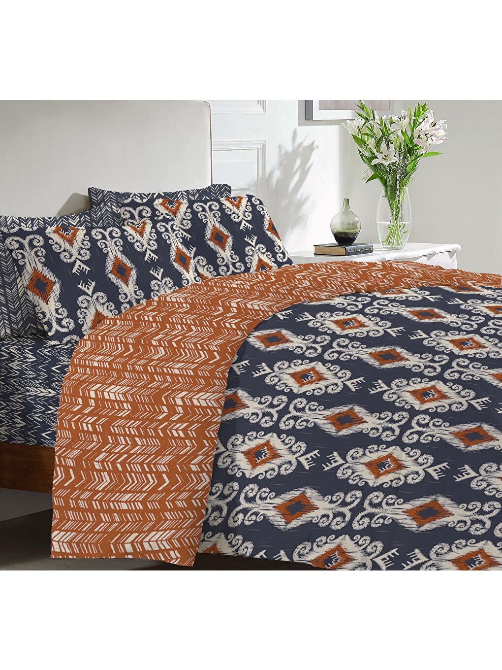 Karışık Baskılı,Desenli Çift Kişilik Nevresim Takımı (ÇARŞAFSIZ) 200x220 cm-1
