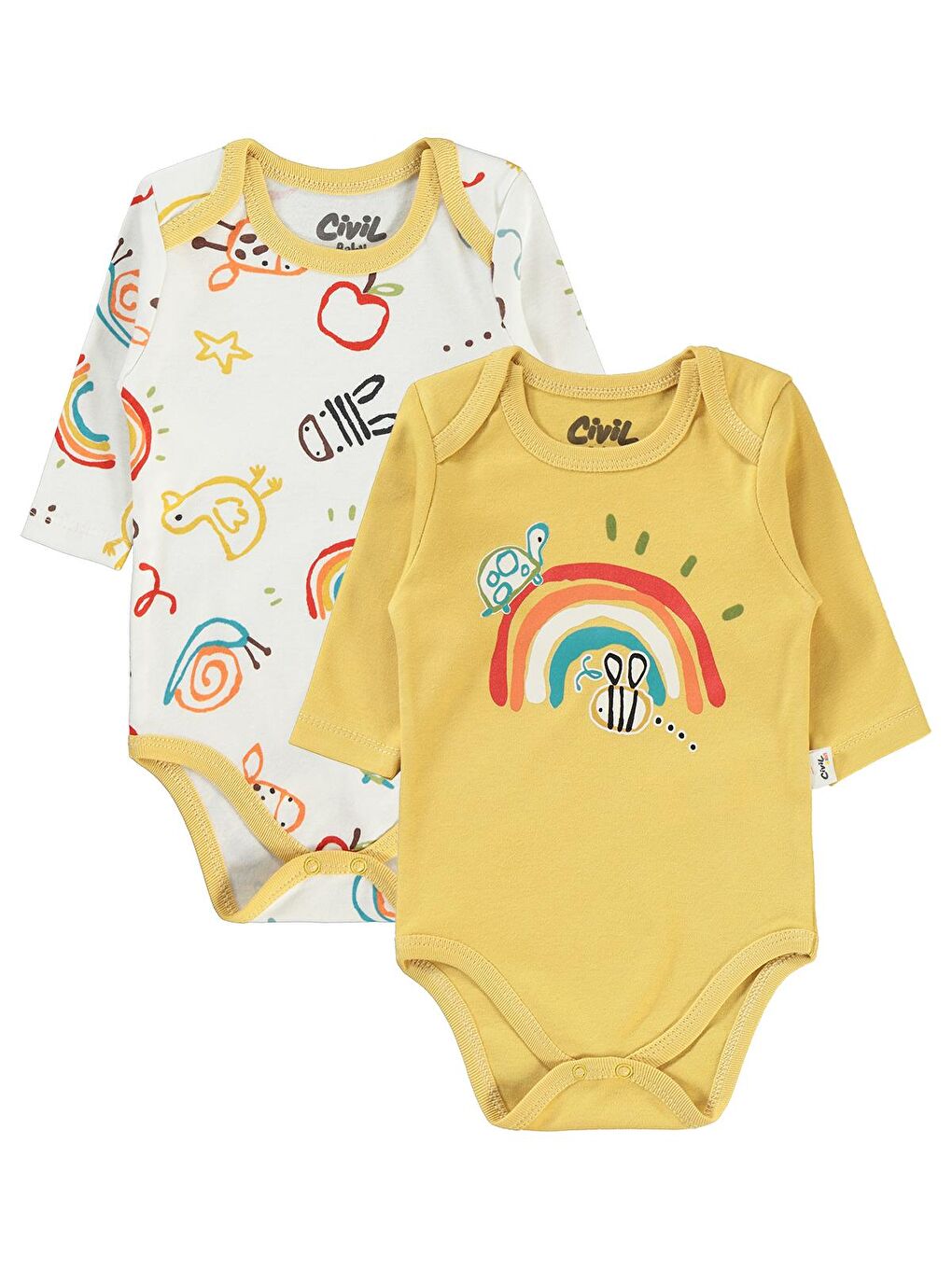 Civil A.Hardal Baby Kız Bebek Çıtçıtlı Badi 3-12 Ay Hardal