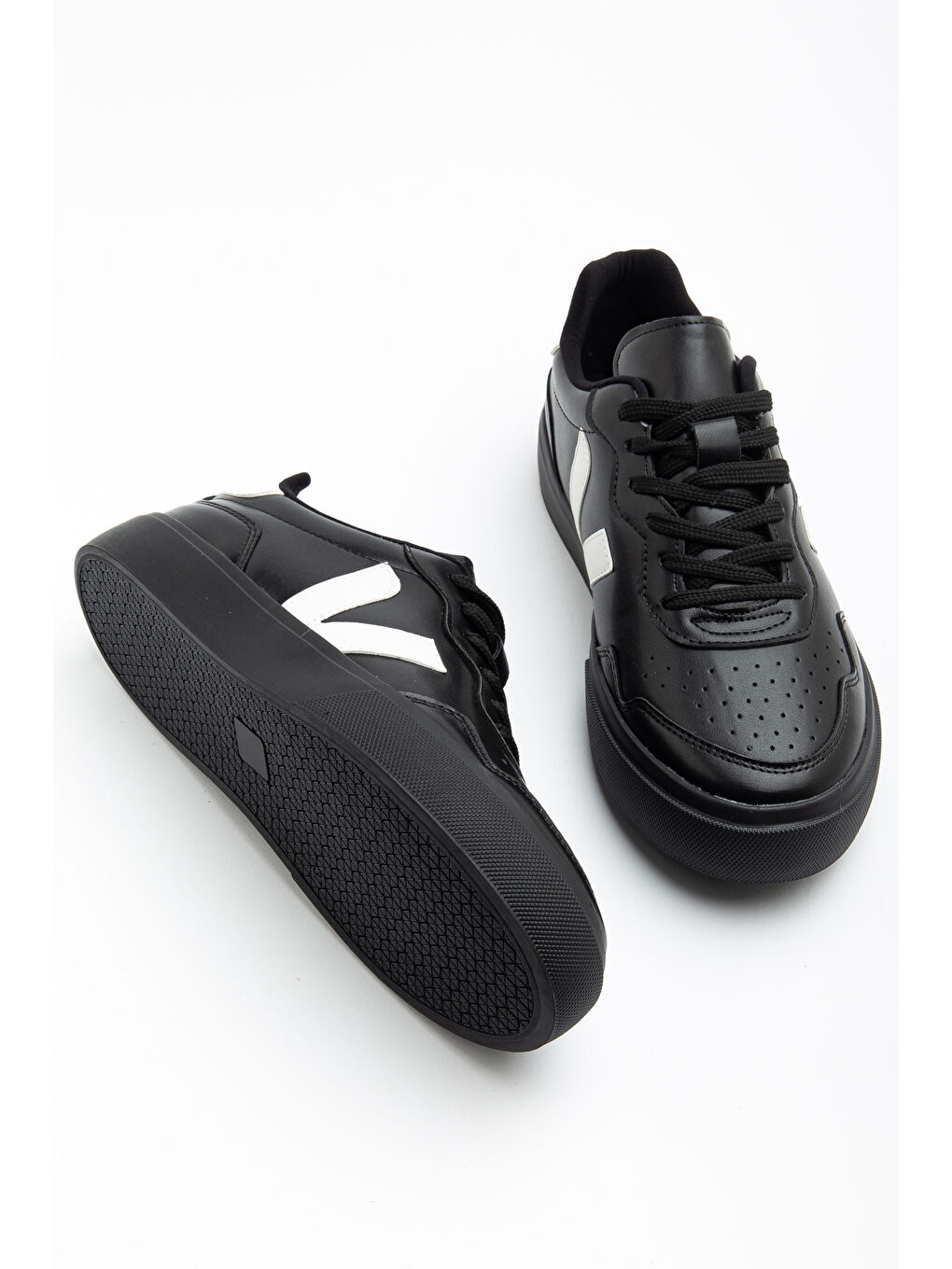 Siyah Anka Günlük Ortopedik Kadın Sneaker Spor Ayakkabı-1