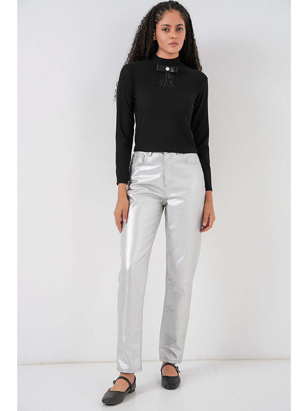 Kadın Kurdale Detay Uzun Kollu Bluz 977 - Siyah-1