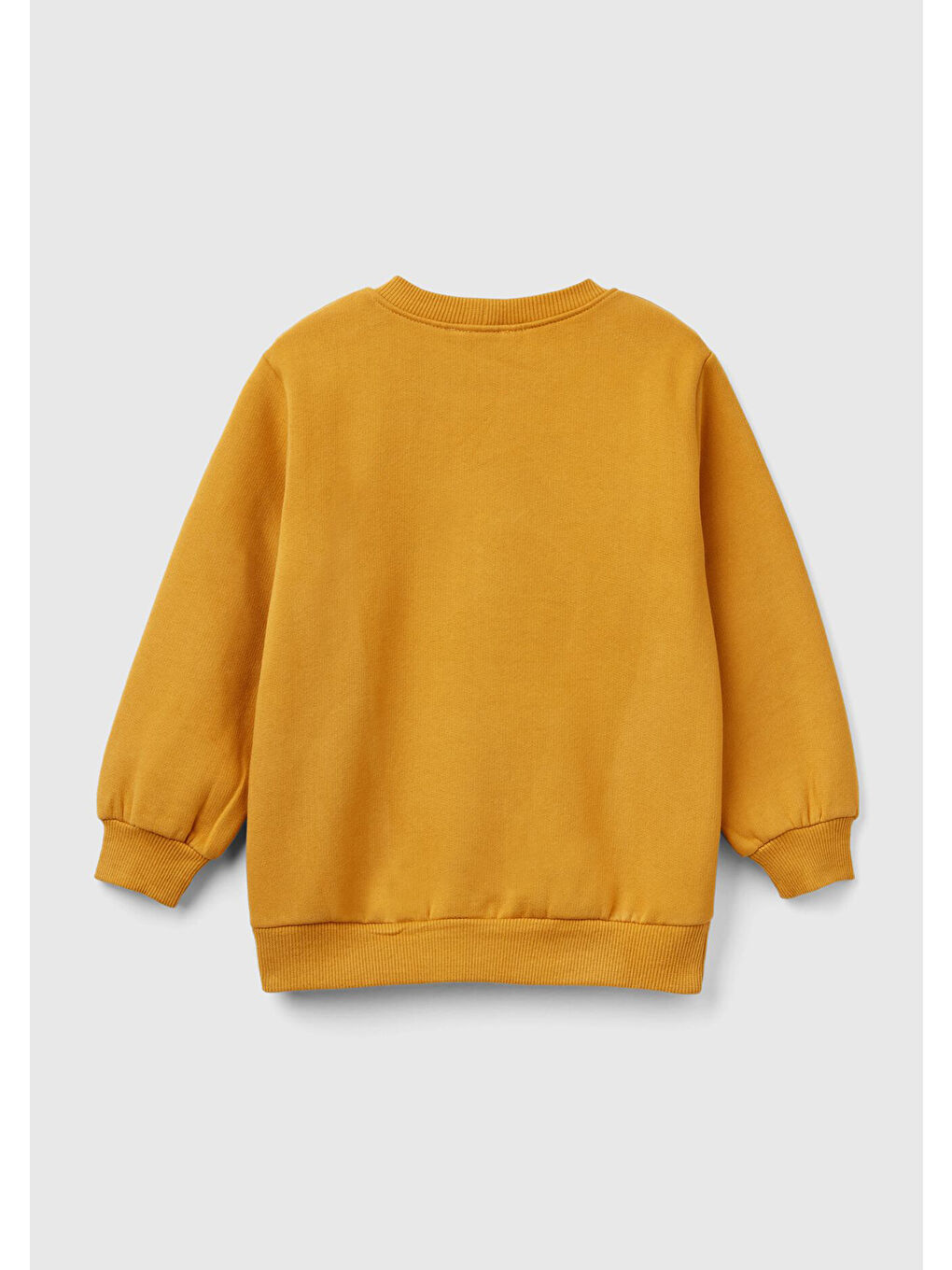Erkek Çocuk Hardal Sarı Önü Baskılı Normal Kesim Bisiklet Yaka Ribanalı Sweatshirt-1