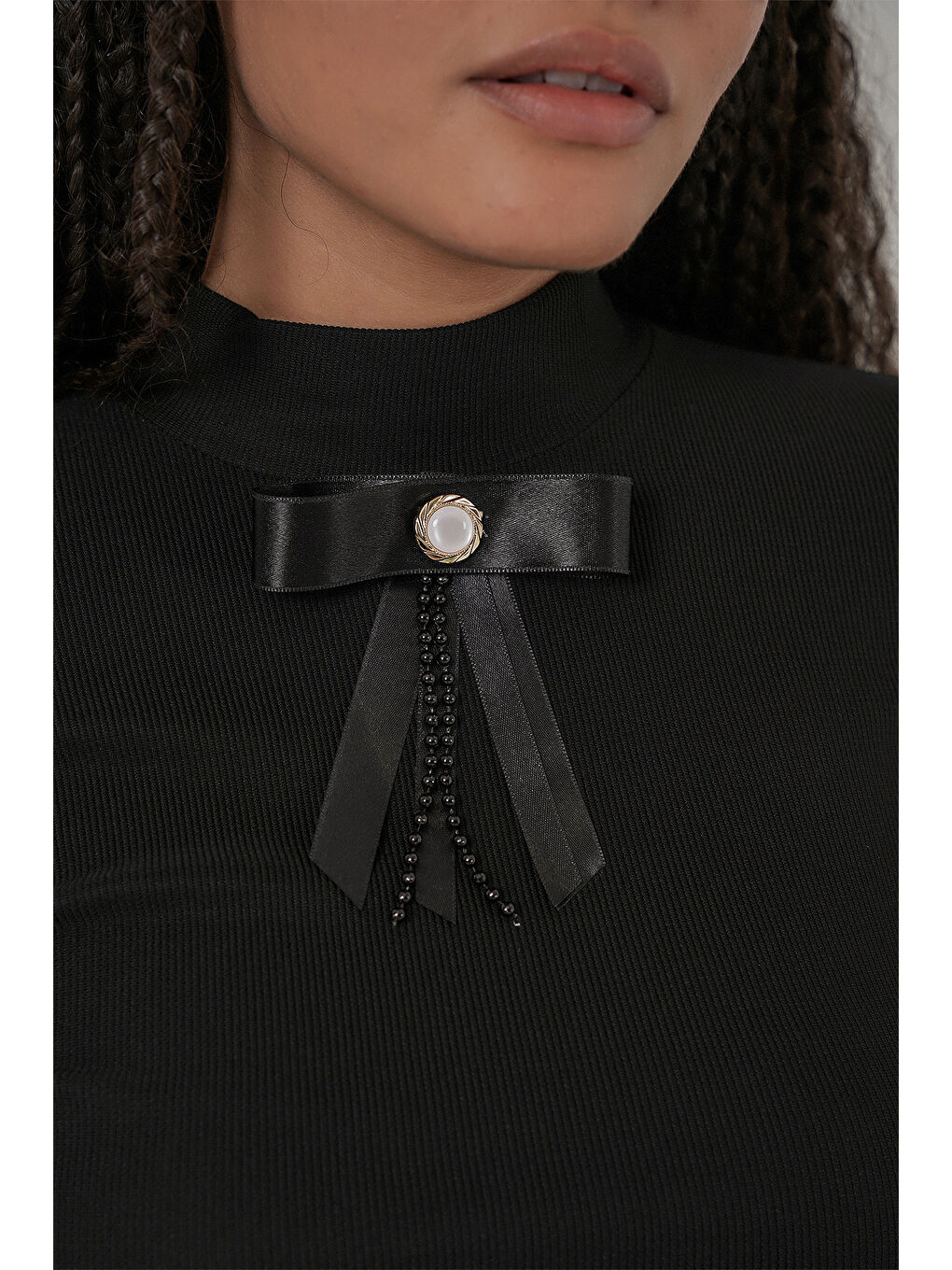 Kadın Kurdale Detay Uzun Kollu Bluz 977 - Siyah-4