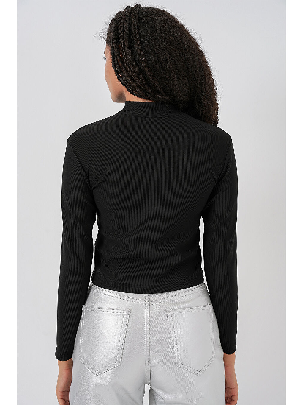 Kadın Kurdale Detay Uzun Kollu Bluz 977 - Siyah-5