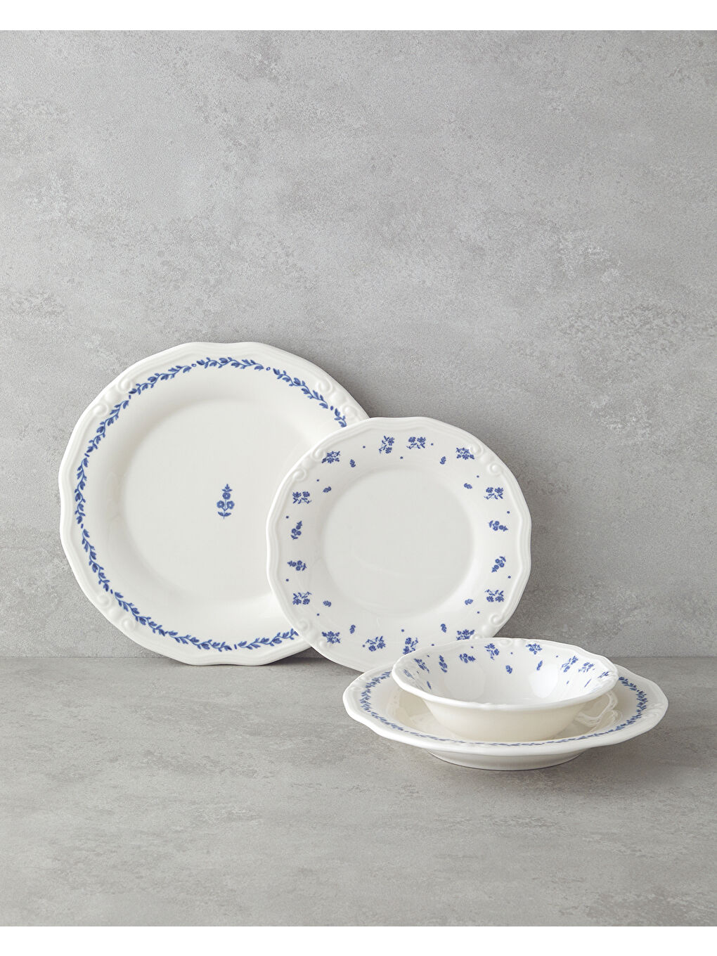 Belleza Porselen Yemek Takımı 24 Parça 6 Kişilik Mavi-Beyaz