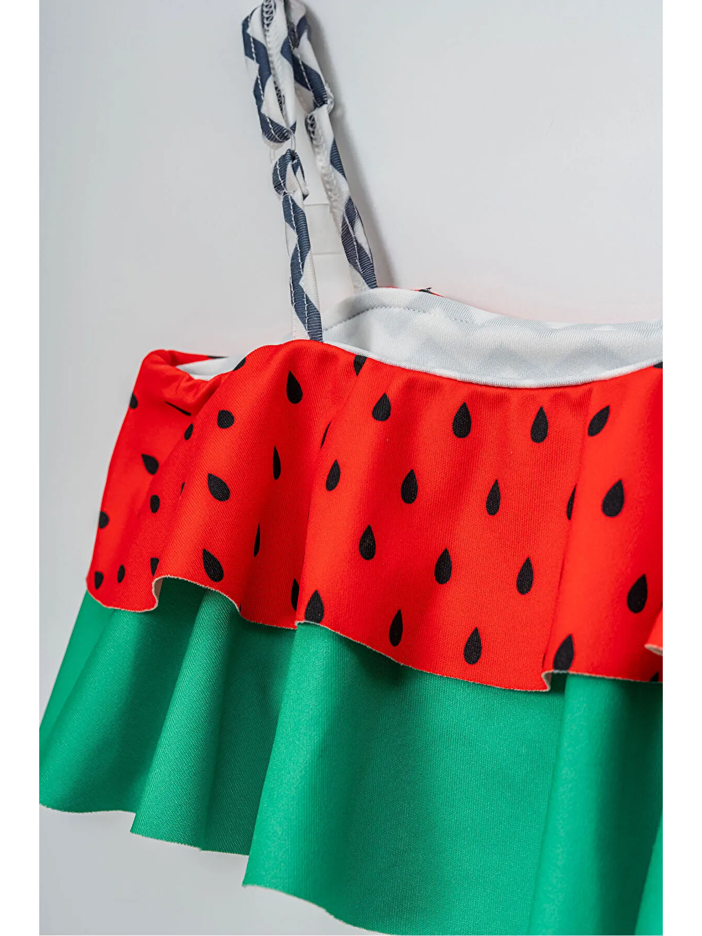 Kırmızı Kız Çocuk Karpuz Desenli Mayo Bikini Takım-2