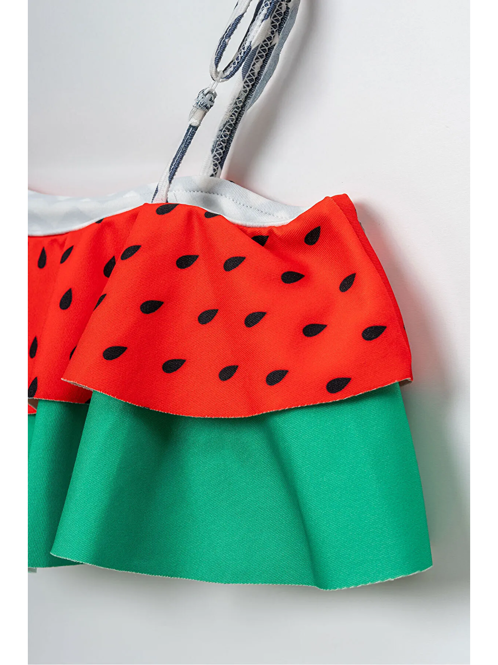 Kırmızı Kız Çocuk Karpuz Desenli Mayo Bikini Takım-3