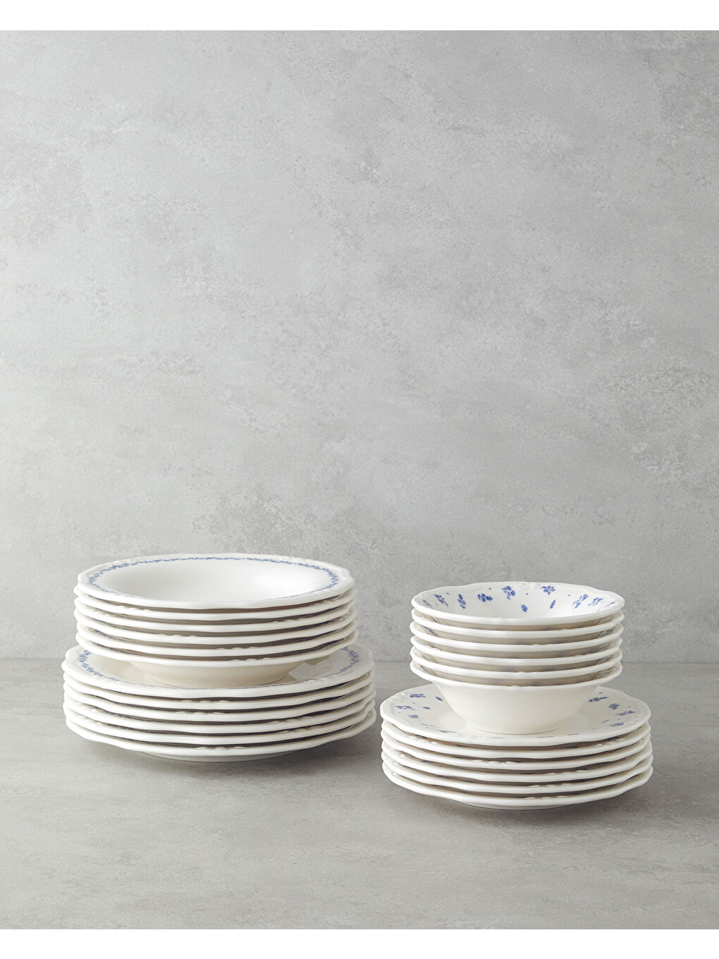 Belleza Porselen Yemek Takımı 24 Parça 6 Kişilik Mavi-Beyaz-1