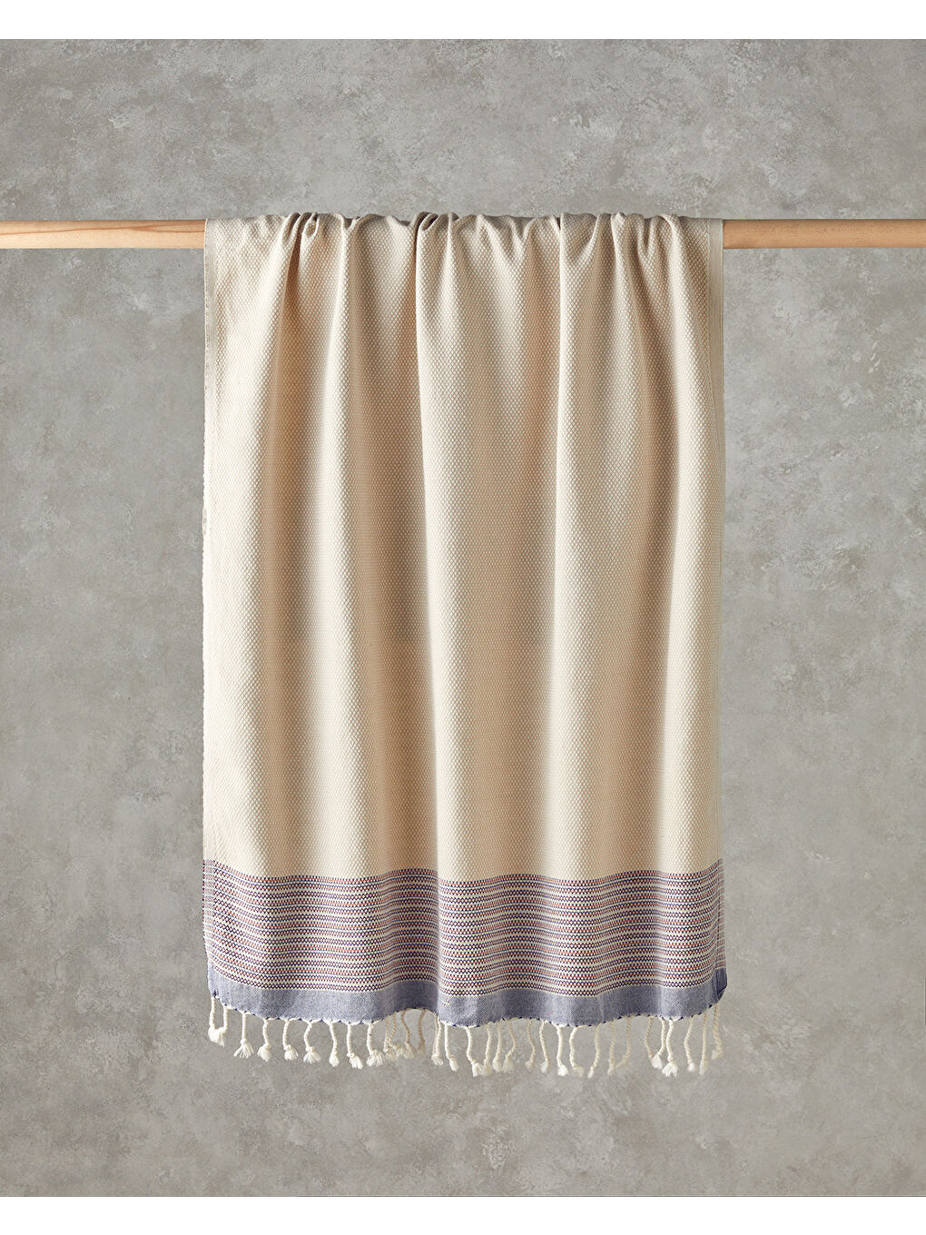 Honeycomb Pamuklu Peştamal 90x150 cm Açık Bej-Lacivert-Kiremit