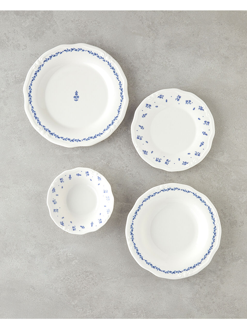 Belleza Porselen Yemek Takımı 24 Parça 6 Kişilik Mavi-Beyaz-2