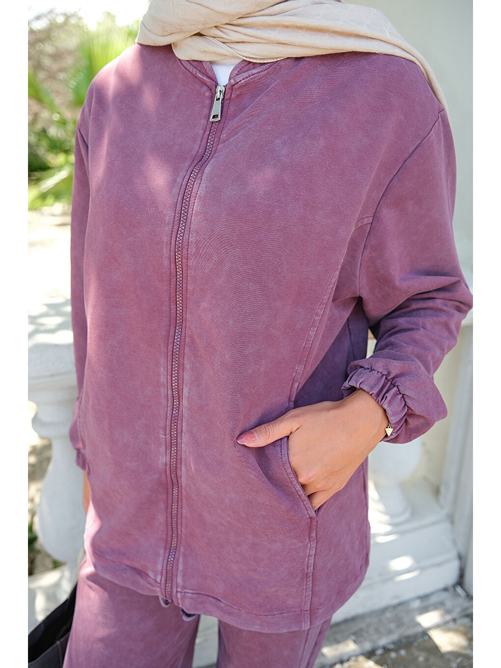 Pembe Kadın Yıkama Detay İkili Takım Gül Kurusu-4