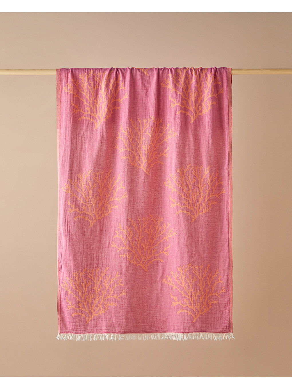 Coral Pamuklu Torba Peştamal 90x150 cm Fuşya-Turuncu