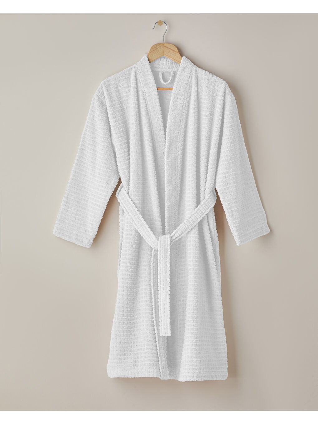 Chequer Pamuk Bornoz L-XL Beyaz