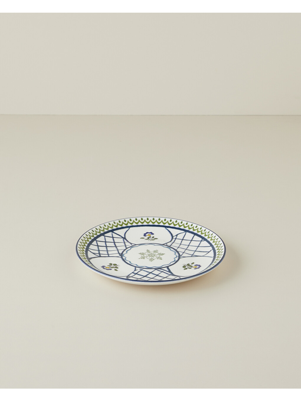 Talavera Garden Porselen Pasta Tabağı 21 Cm Beyaz - Lacivert