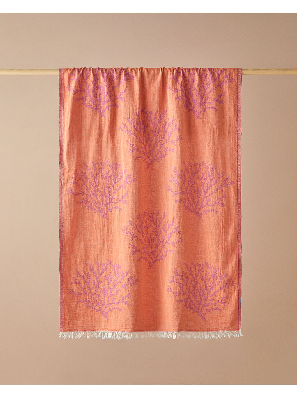 Coral Pamuklu Torba Peştamal 90x150 cm Fuşya-Turuncu-1