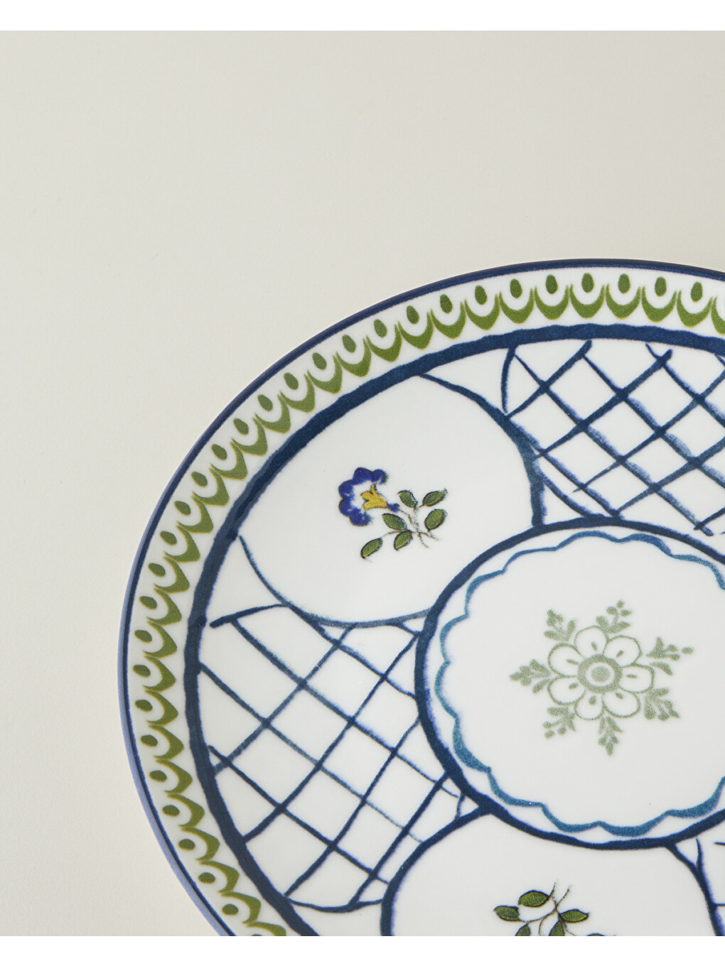 Talavera Garden Porselen Pasta Tabağı 21 Cm Beyaz - Lacivert-2