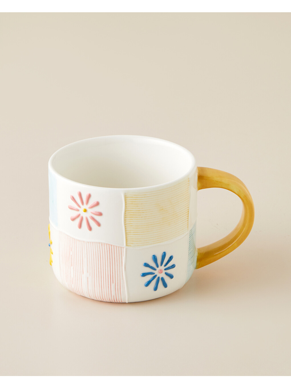 Beyaz Patchie Stoneware Kupa 445 Ml Renkli-1