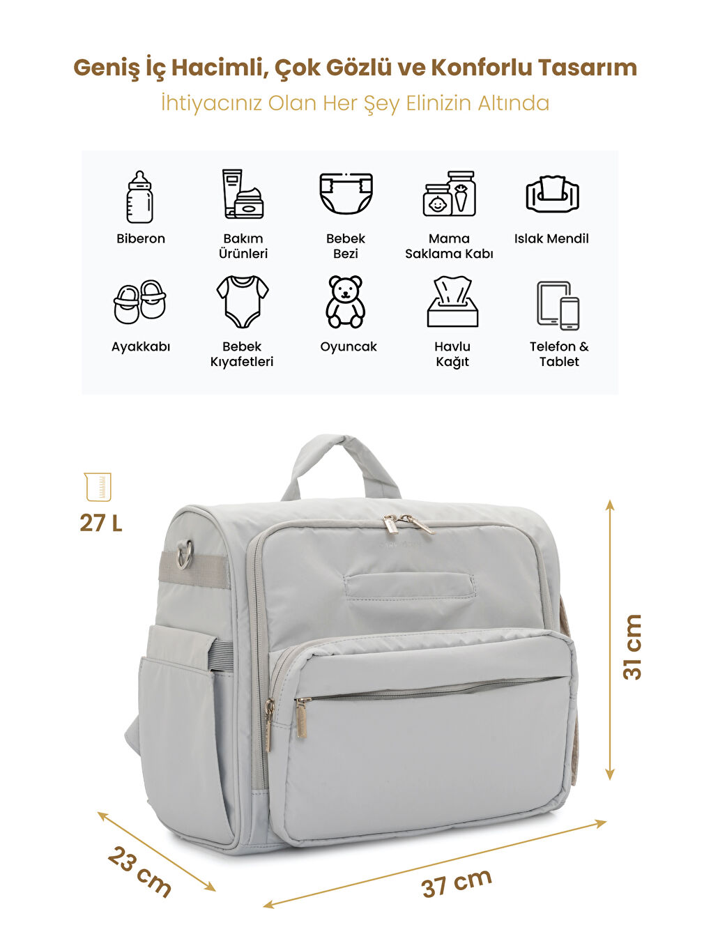 BlissMate Antibakteriyel Astarlı Doğum ve Yeni Doğan Çıkışı İçin Anne Bebek Sırt Çantası-1