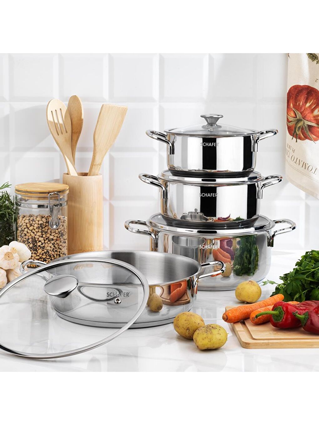 Gri Steel Storm Çelik Tencere Seti 8 Parça-Inox-5