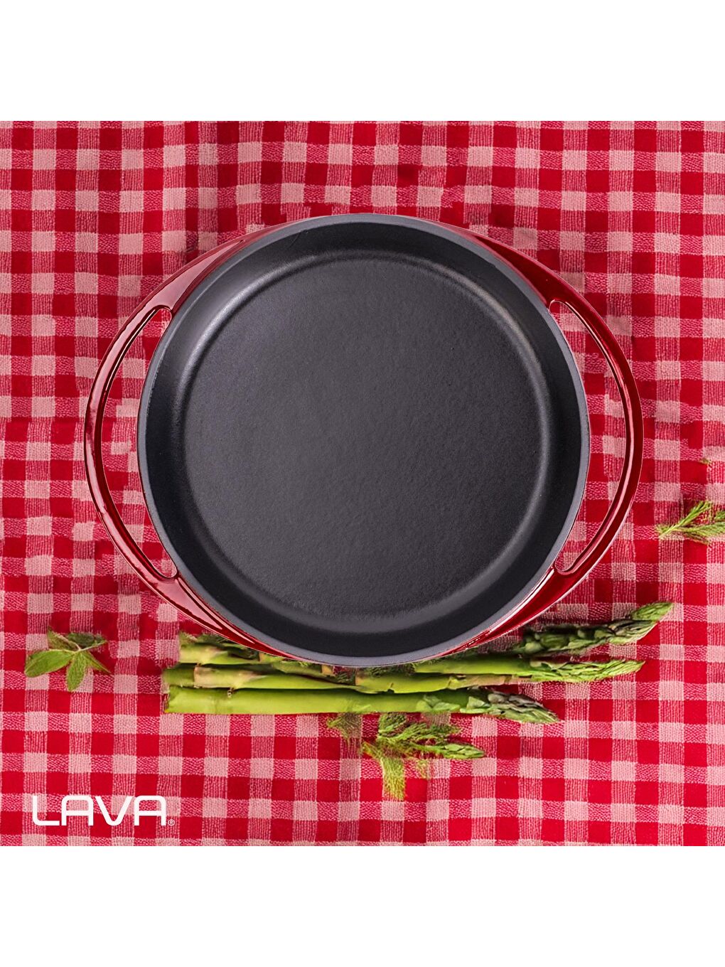 Bordo Yuvarlak Sahan Döküm Demir Yekpare Çift Kulplu Çap(Ø)20cm.-6