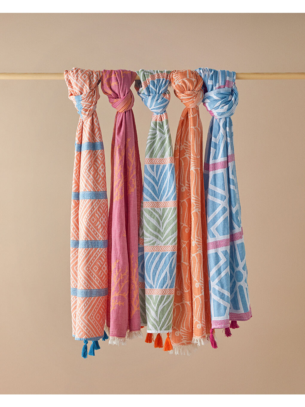 Coral Pamuklu Torba Peştamal 90x150 cm Fuşya-Turuncu-3