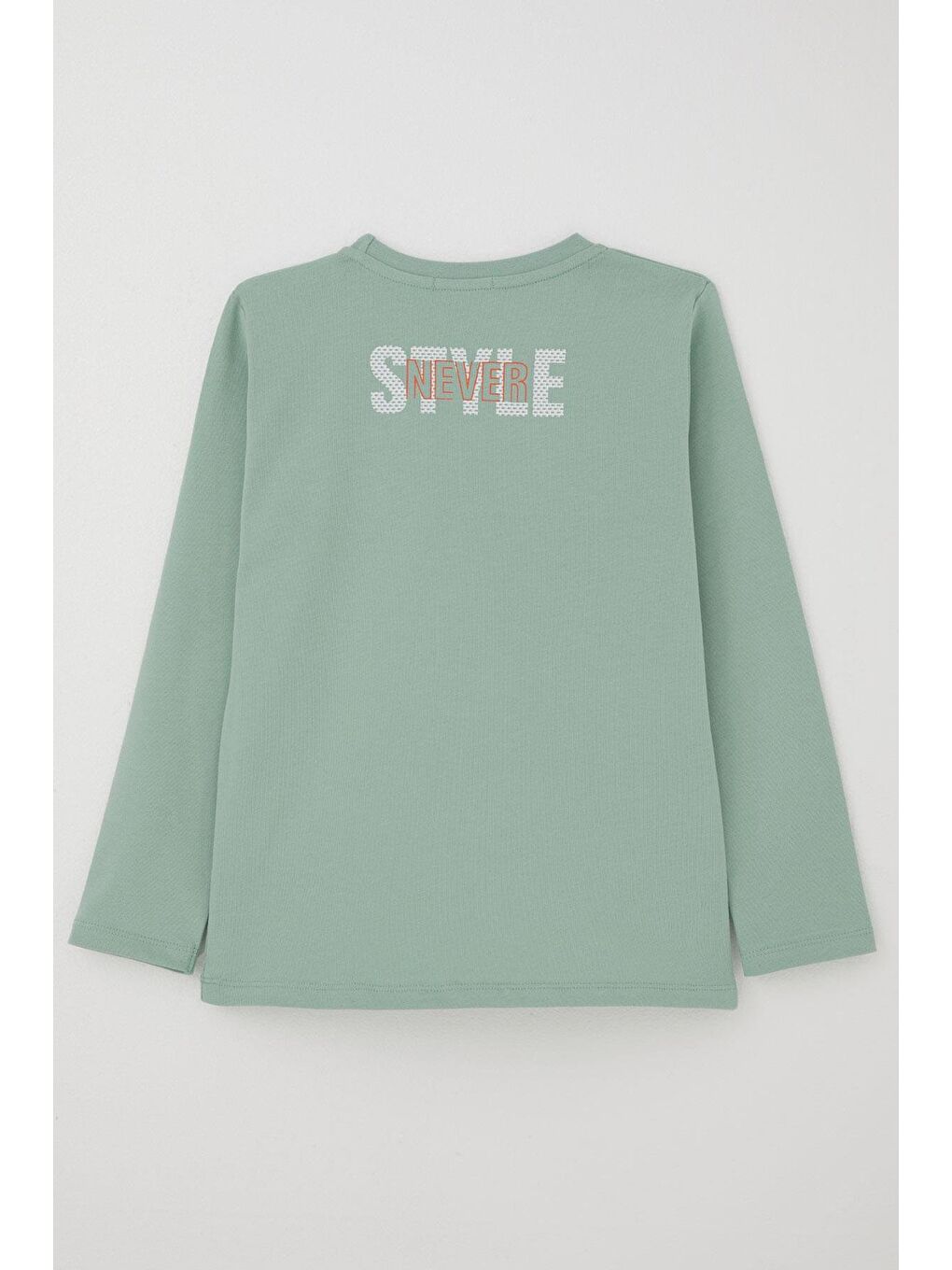 Turkuaz Erkek Çocuk Uzun Kollu Tişört Yazı Baskılı Su Yeşili (6-12 Yaş)-1