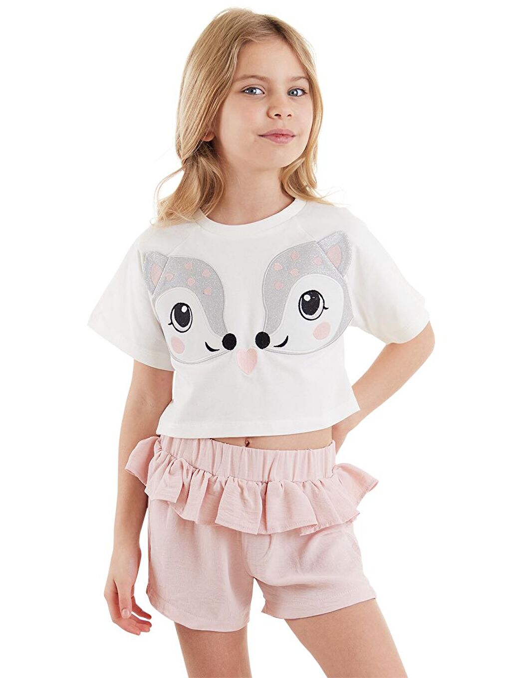 Denokids Pembe I·kiz Ceylan Kız Çocuk T-shirt Şort Takım