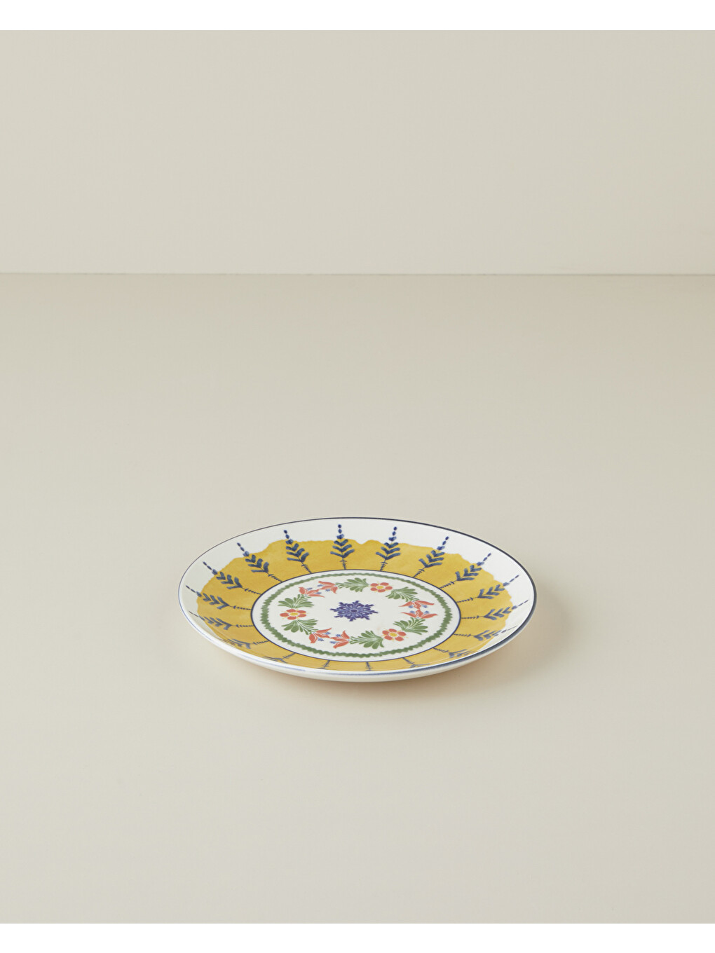 Talavera Glow Porselen Pasta Tabağı 21 Cm Beyaz - Lacivert