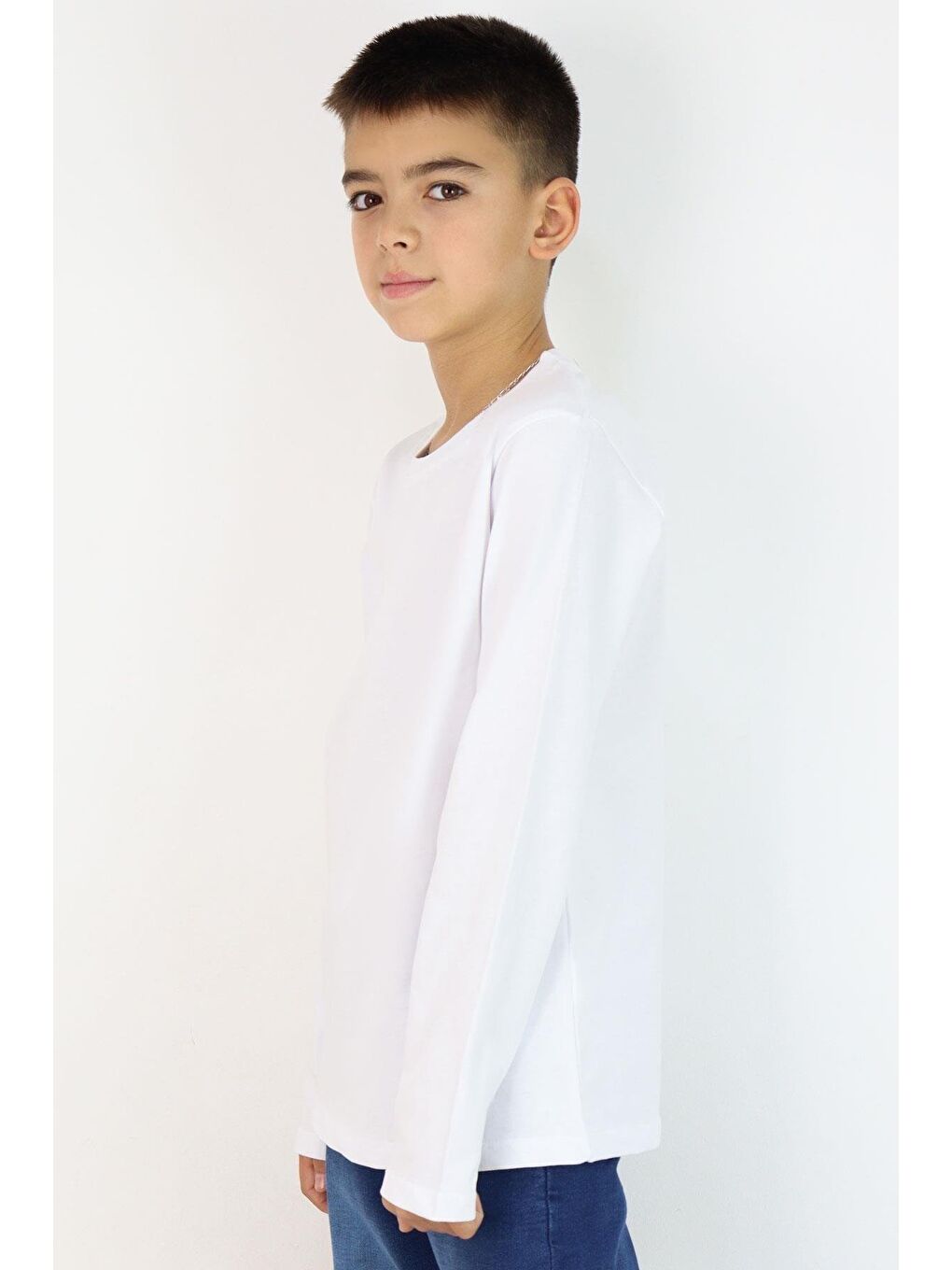 Erkek Çocuk Uzun Kollu Tişört Basic Beyaz (5-14 Yaş)-2