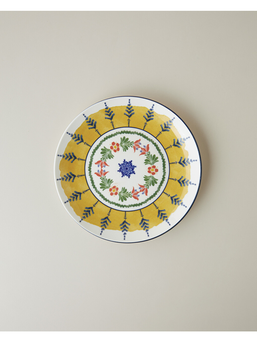 Talavera Glow Porselen Pasta Tabağı 21 Cm Beyaz - Lacivert-1