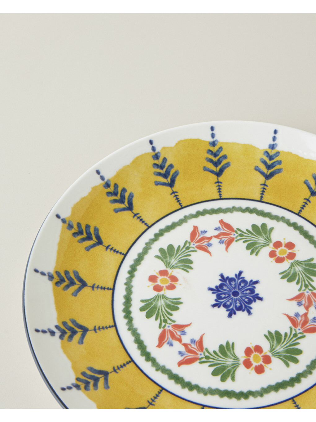 Talavera Glow Porselen Pasta Tabağı 21 Cm Beyaz - Lacivert-2