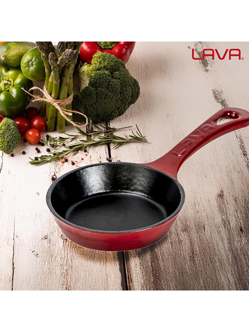 Bordo Yuvarlak Kızartma Tavası Yekpare Saplı. Çap(Ø)16cm.-6