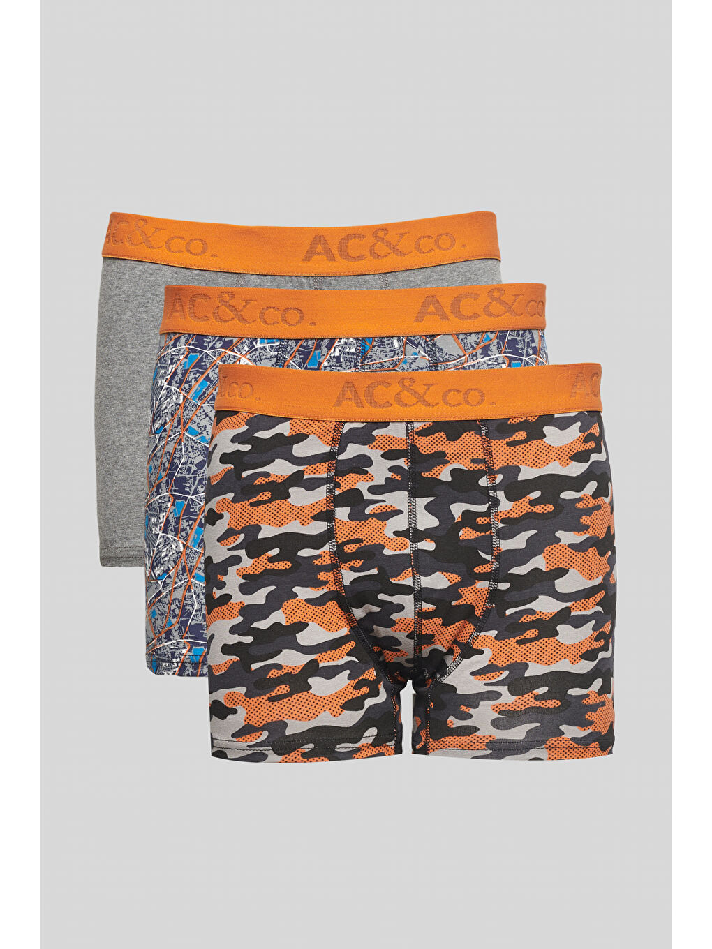 Erkek Siyah-Turuncu 3'lü Boxer Paketi