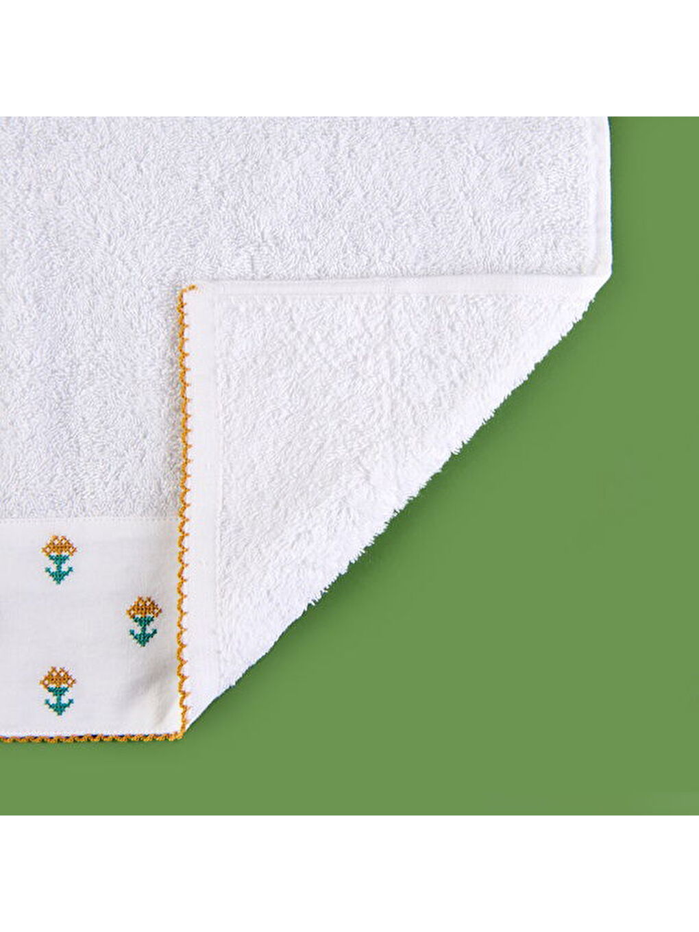 Lila Soft Urban Delight Braga Yüz Havlusu - Ekru / Hardal - 50x90 cm-1