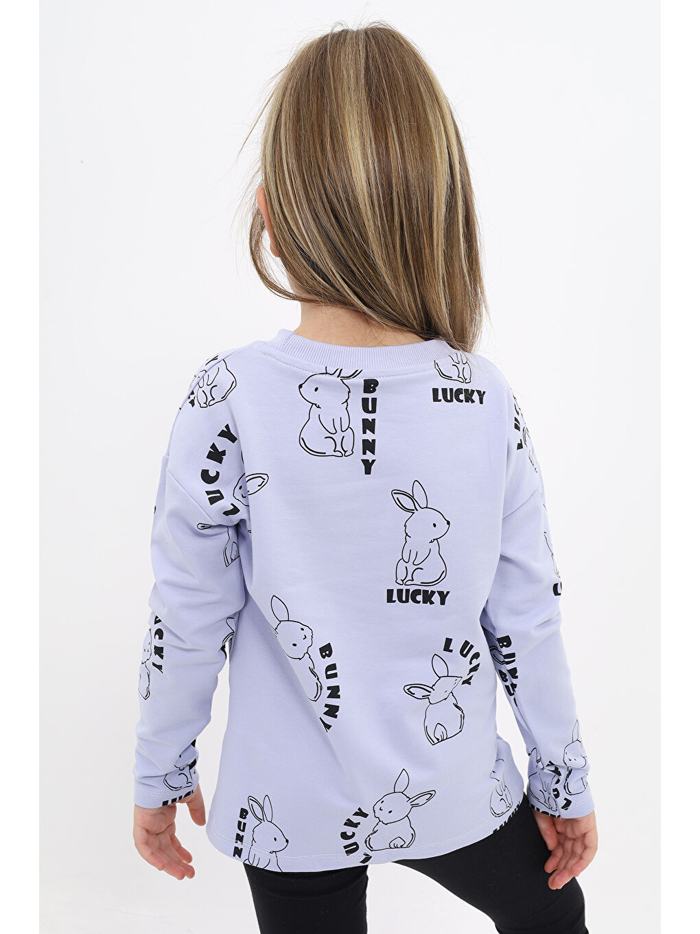 Lila Kız Çocuk Baskılı Sweatshirt-2