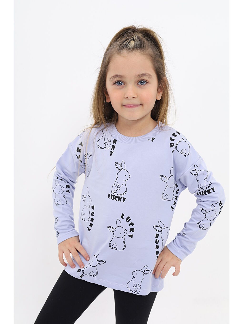 Lila Kız Çocuk Baskılı Sweatshirt-3