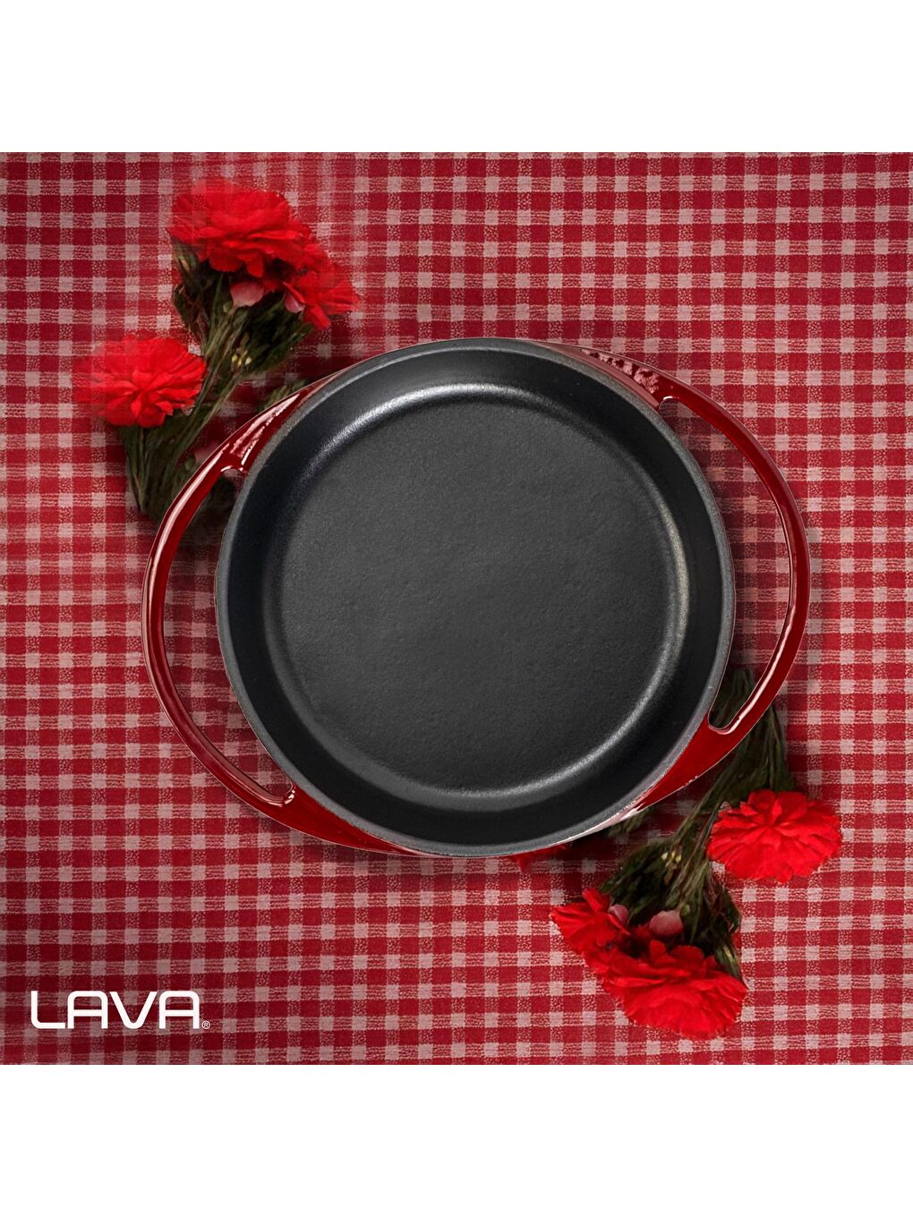 Bordo Yuvarlak Sahan Döküm Demir Yekpare Çift Kulplu Çap(Ø)16cm.-6