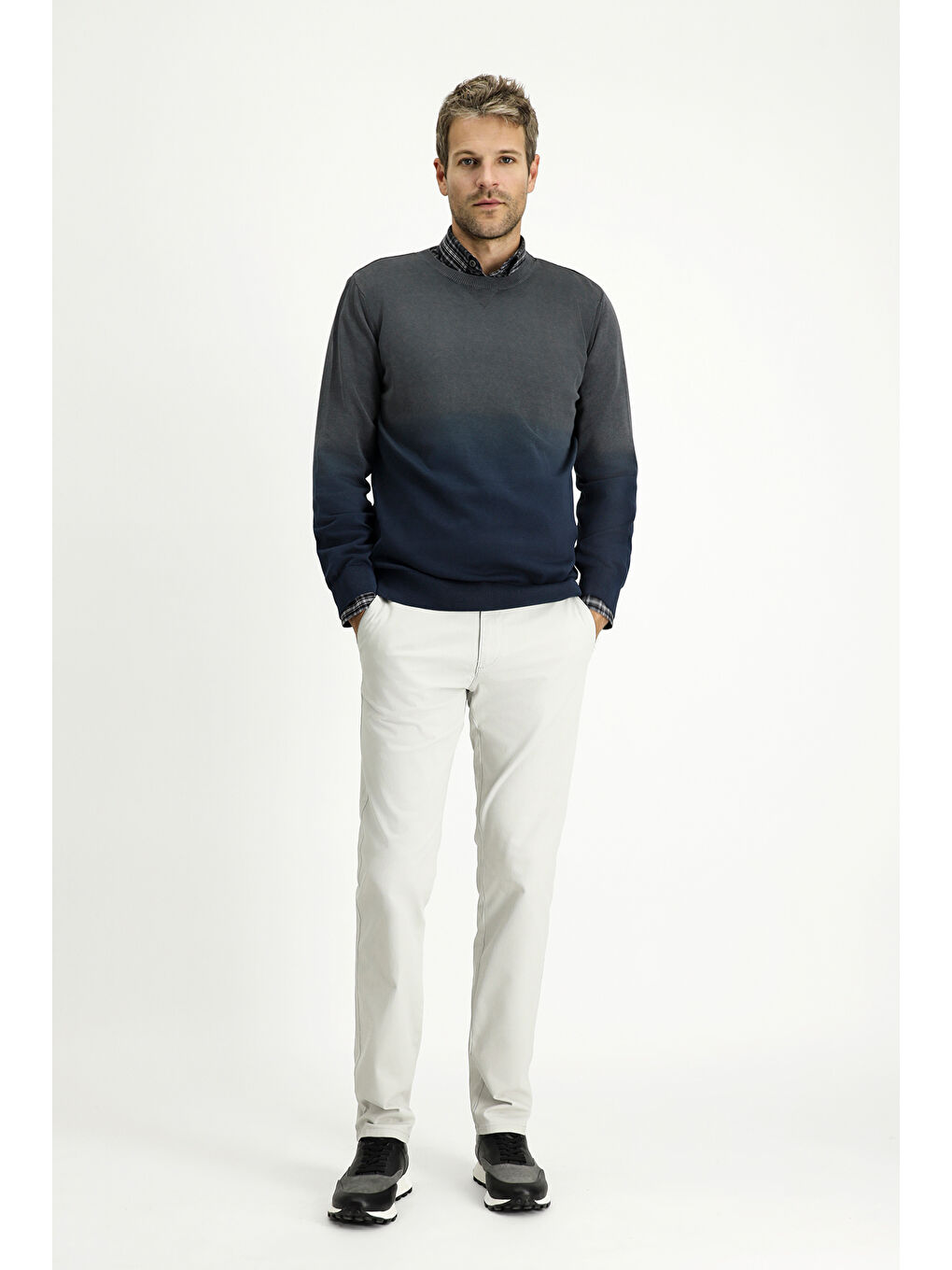 Mavi Bisiklet Yaka Regular Fit Desenli Pamuk Triko Kazak-1