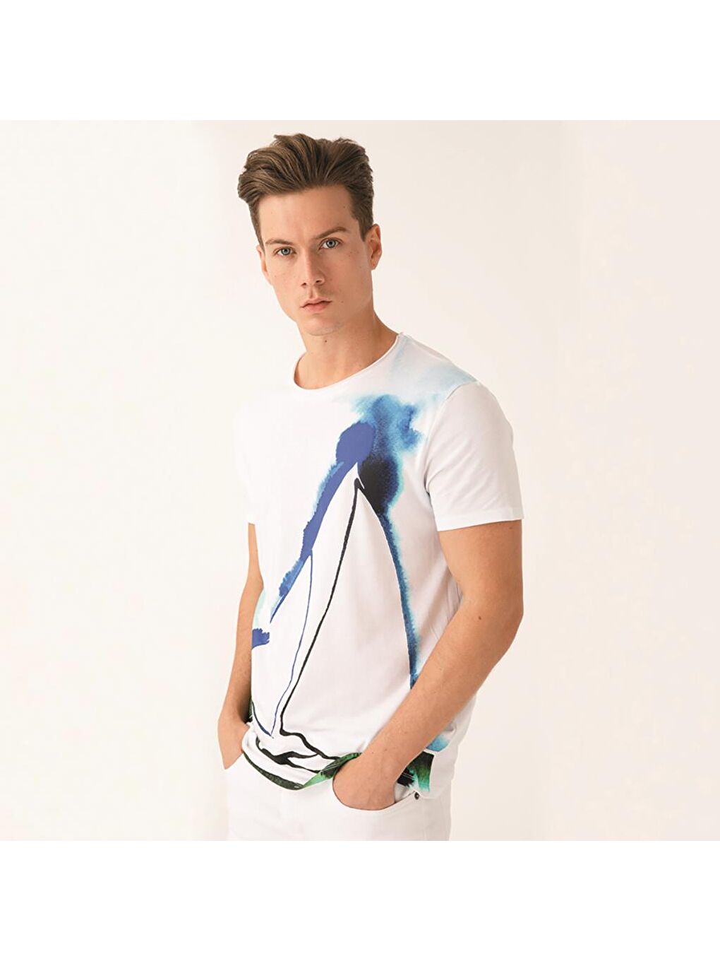 Yelken Beyaz Erkek T-Shirt-5