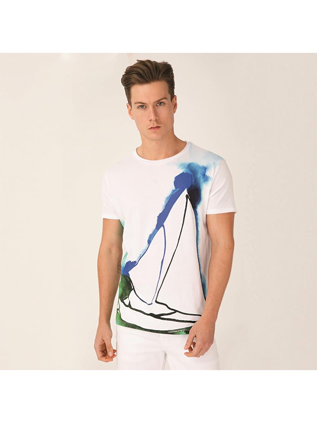 Yelken Beyaz Erkek T-Shirt-6