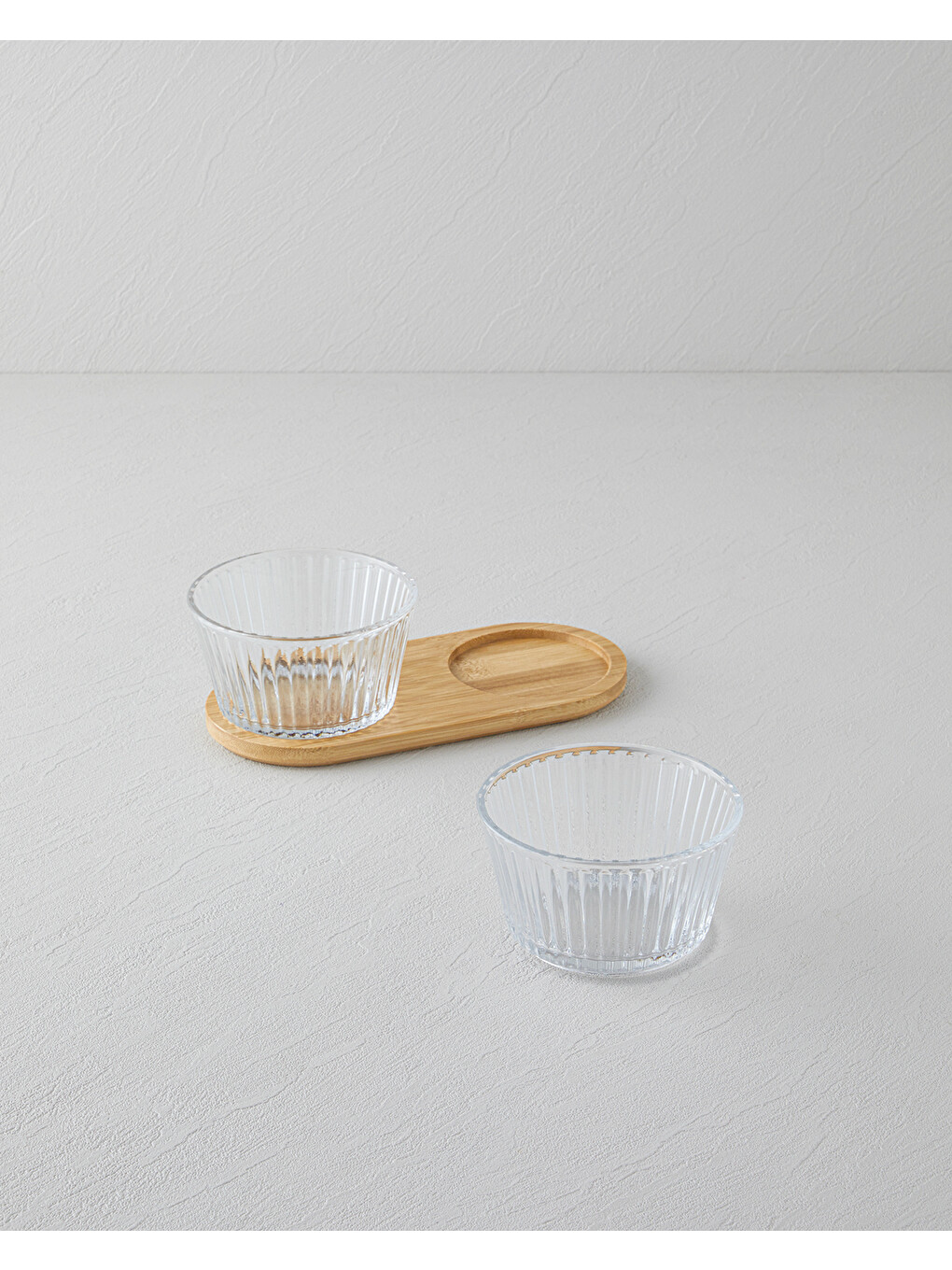 Renksiz Stria Cam-bambu 3 Parça Sunumluk 11x6,5 Cm Şeffaf-1