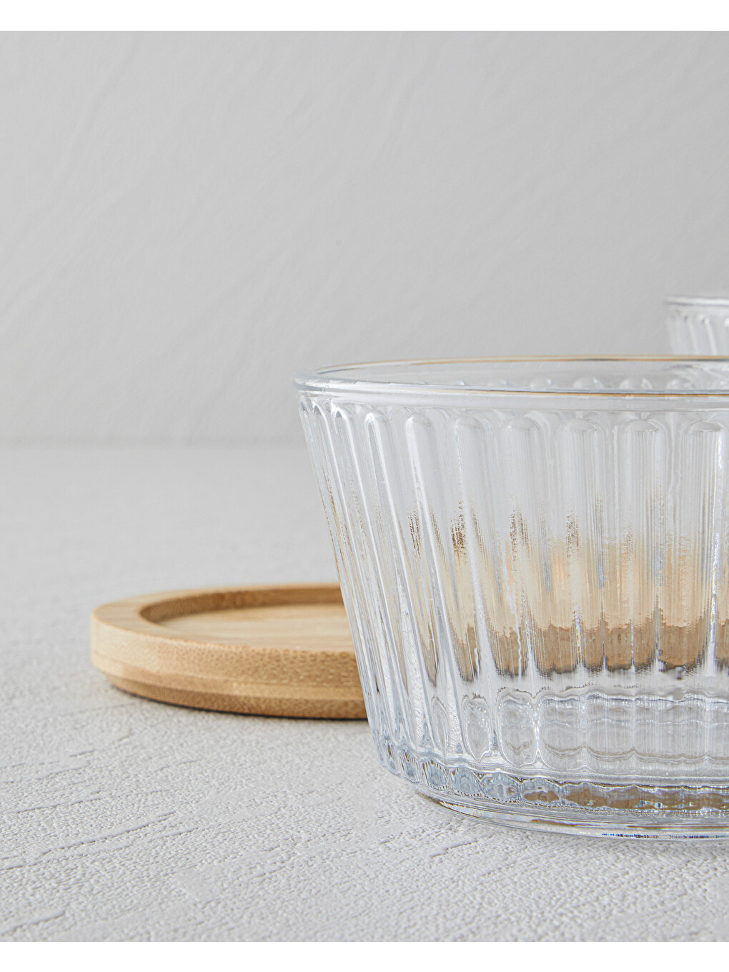 Renksiz Stria Cam-bambu 3 Parça Sunumluk 11x6,5 Cm Şeffaf-2