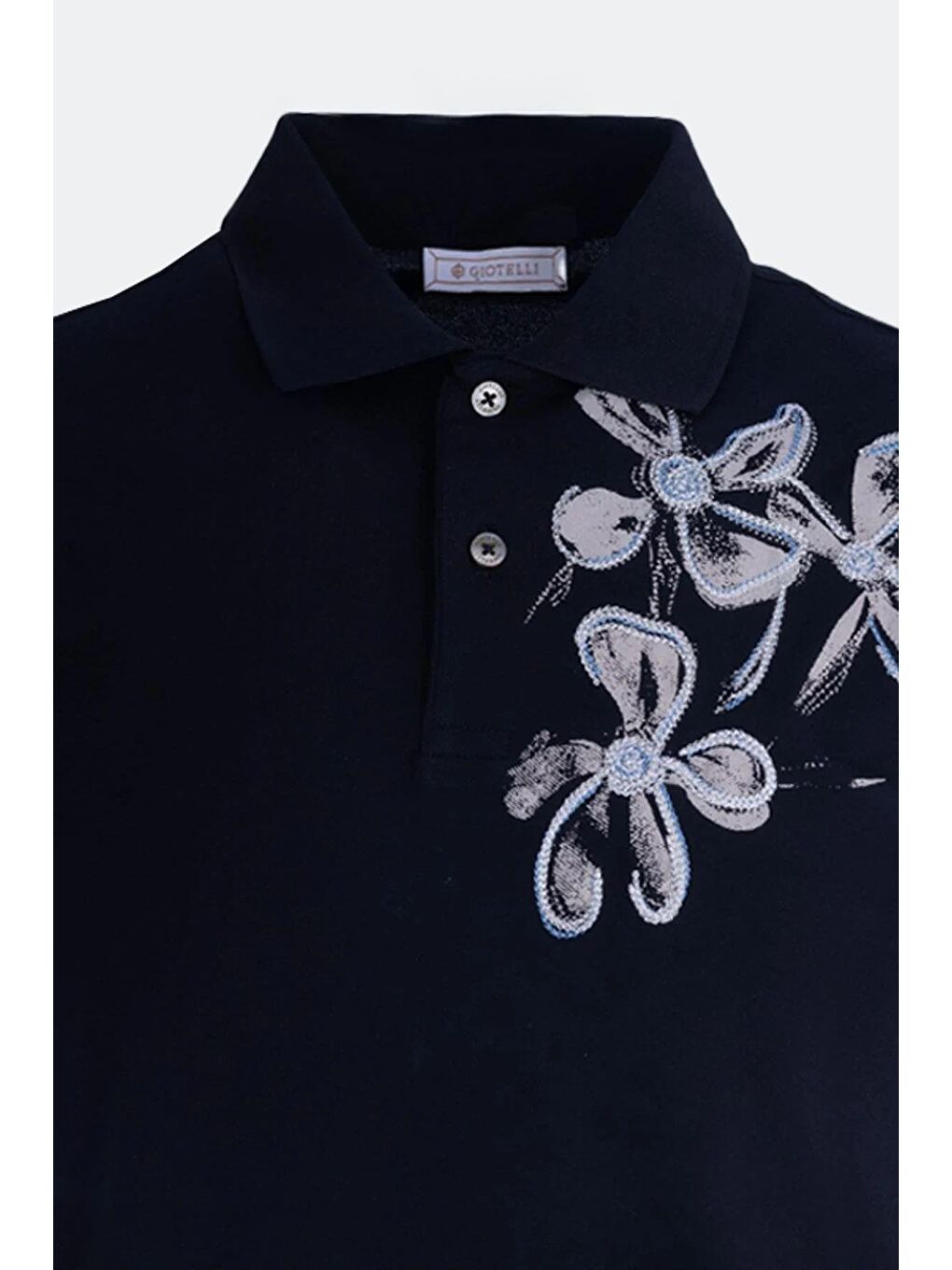 Giotelli Siyah Slim Fit Nakış Detaylı Polo Yaka Erkek Tişört-1