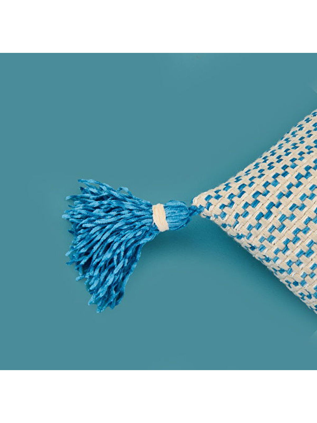 Soft Shiny Kırlent - Bej / Mavi - 45x45 cm-2