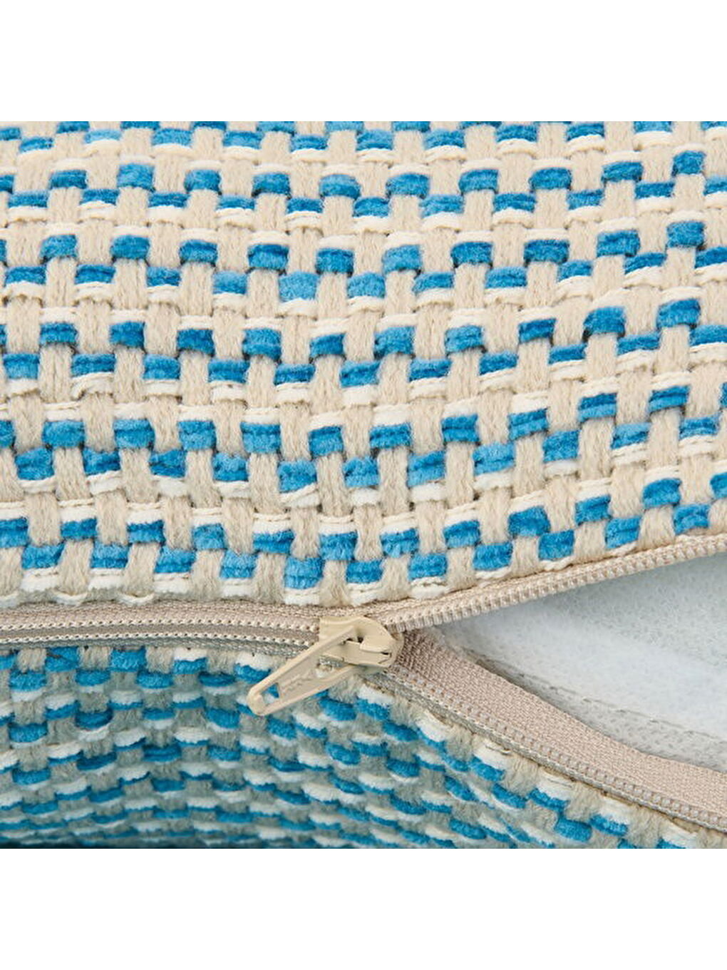 Soft Shiny Kırlent - Bej / Mavi - 45x45 cm-3