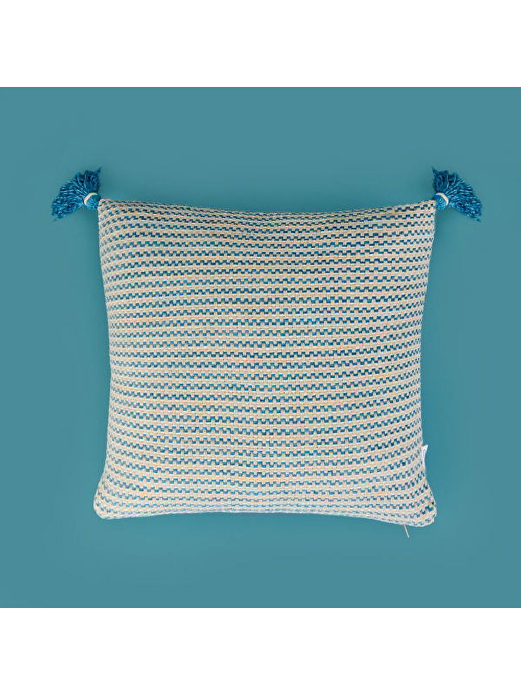 Soft Shiny Kırlent - Bej / Mavi - 45x45 cm-4