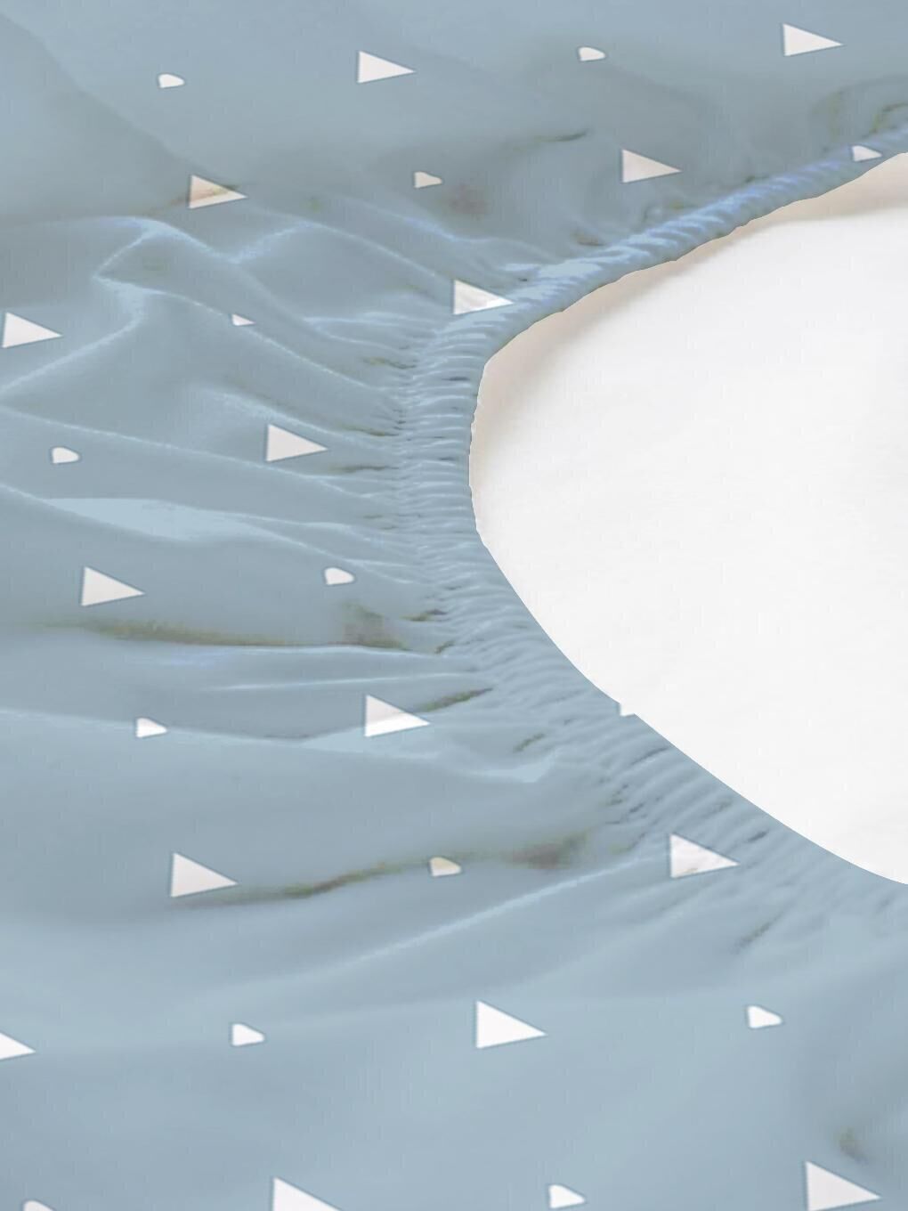 LC WAIKIKI Karışık Üçgen Desen Baskılı Çift Kişilik 180x200 cm Çarşaf Seti - Mavi - 1