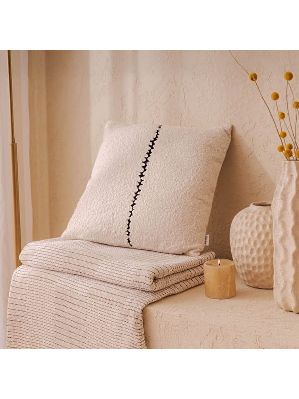 Soft Ravina Kırlent - Ekru - 45x45 cm-6